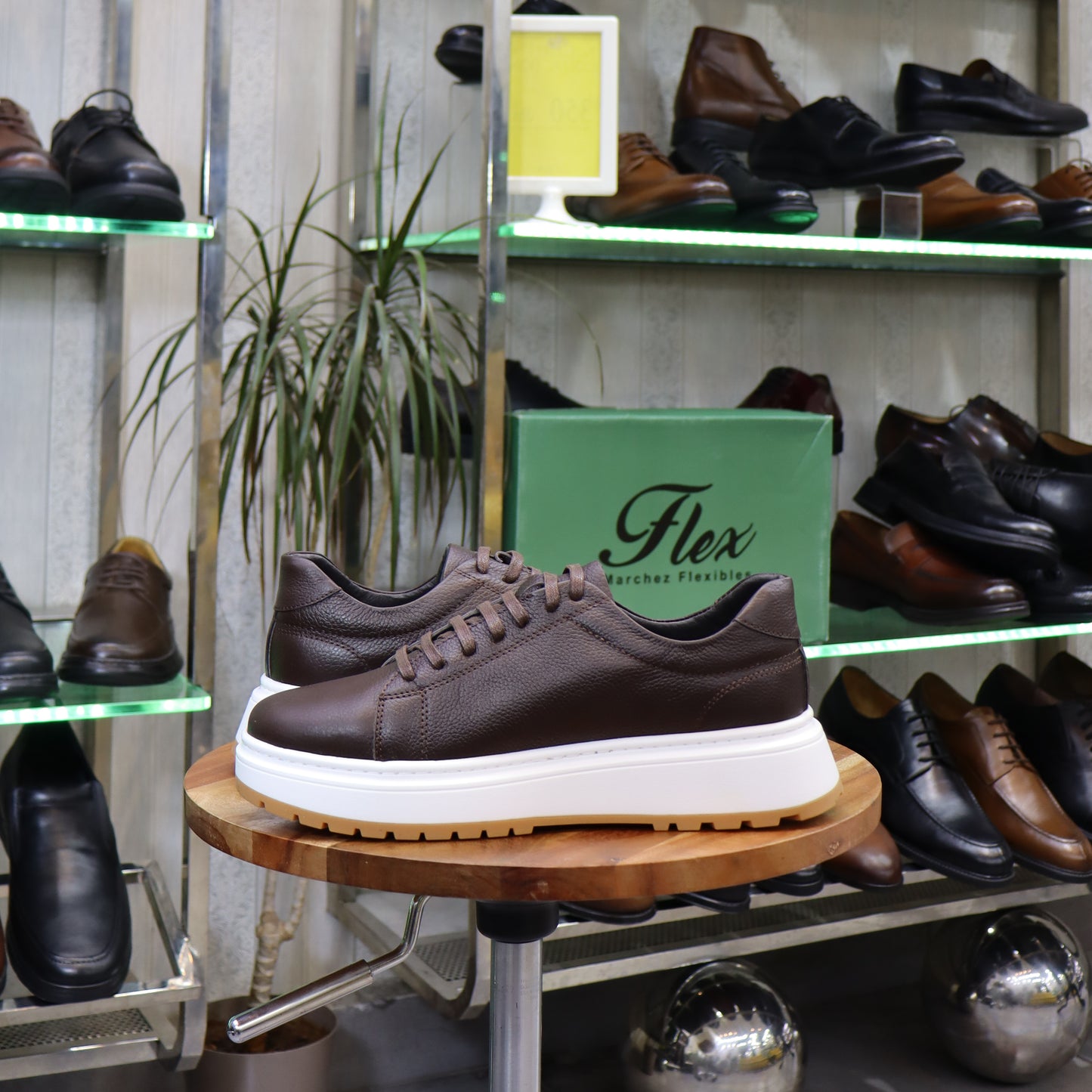 Basket En Cuir Marron -Zeggane