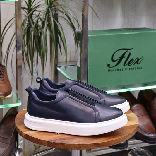 Basket Bart en Cuir Bleu