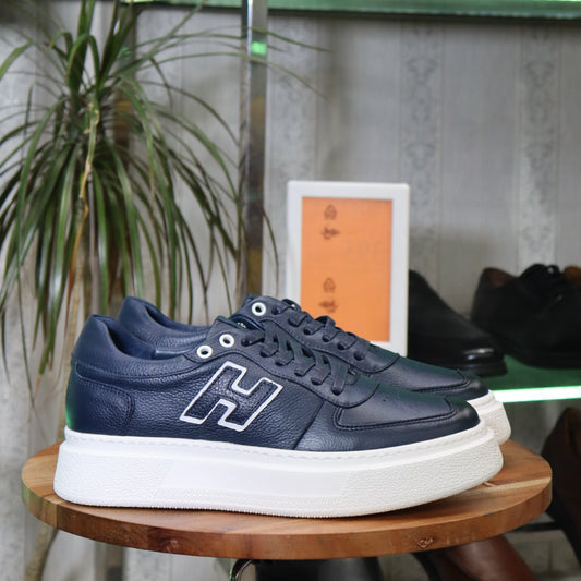 Basket_En_Cuir_Bleu_-_-Pour_Homme