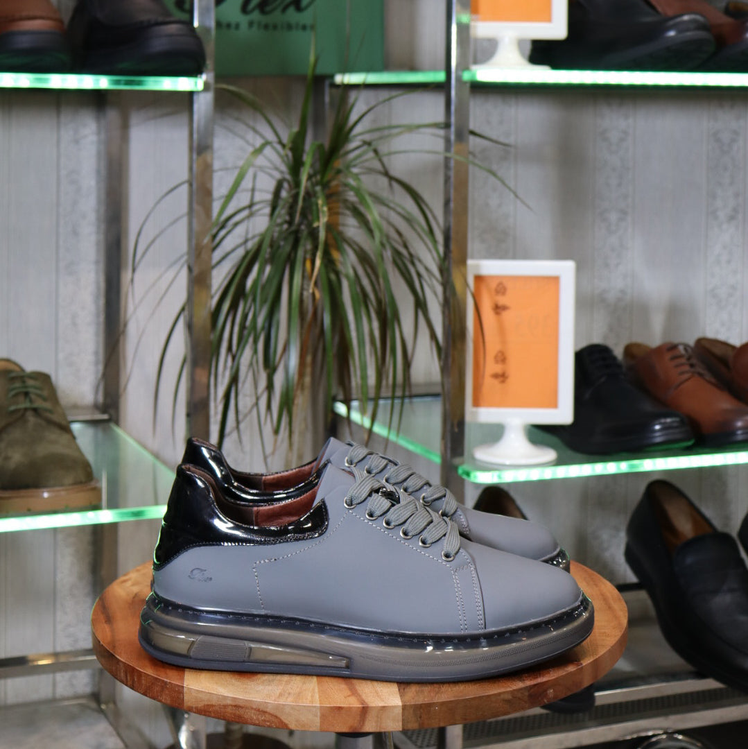 Basket En Cuir Gris - Lellie