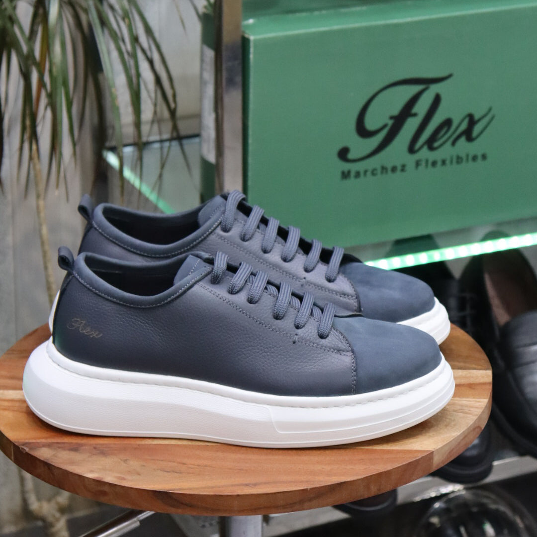 Basket En Cuir Gris - Leta