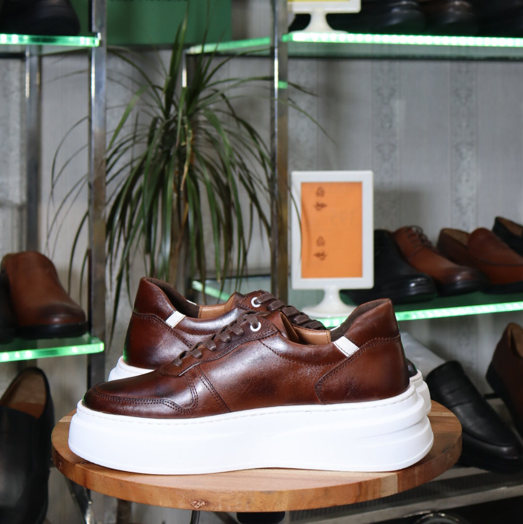 Basket En Cuir Marron - Hirman