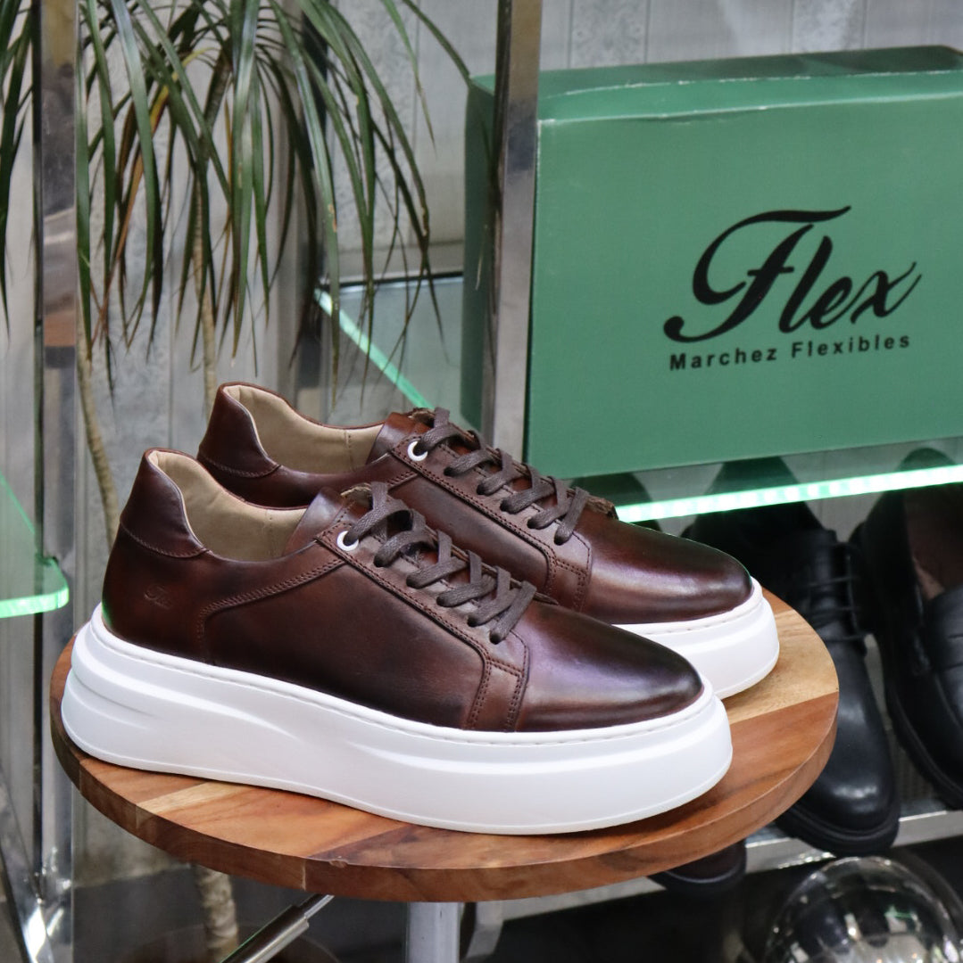Basket En Cuir Marron Louisy