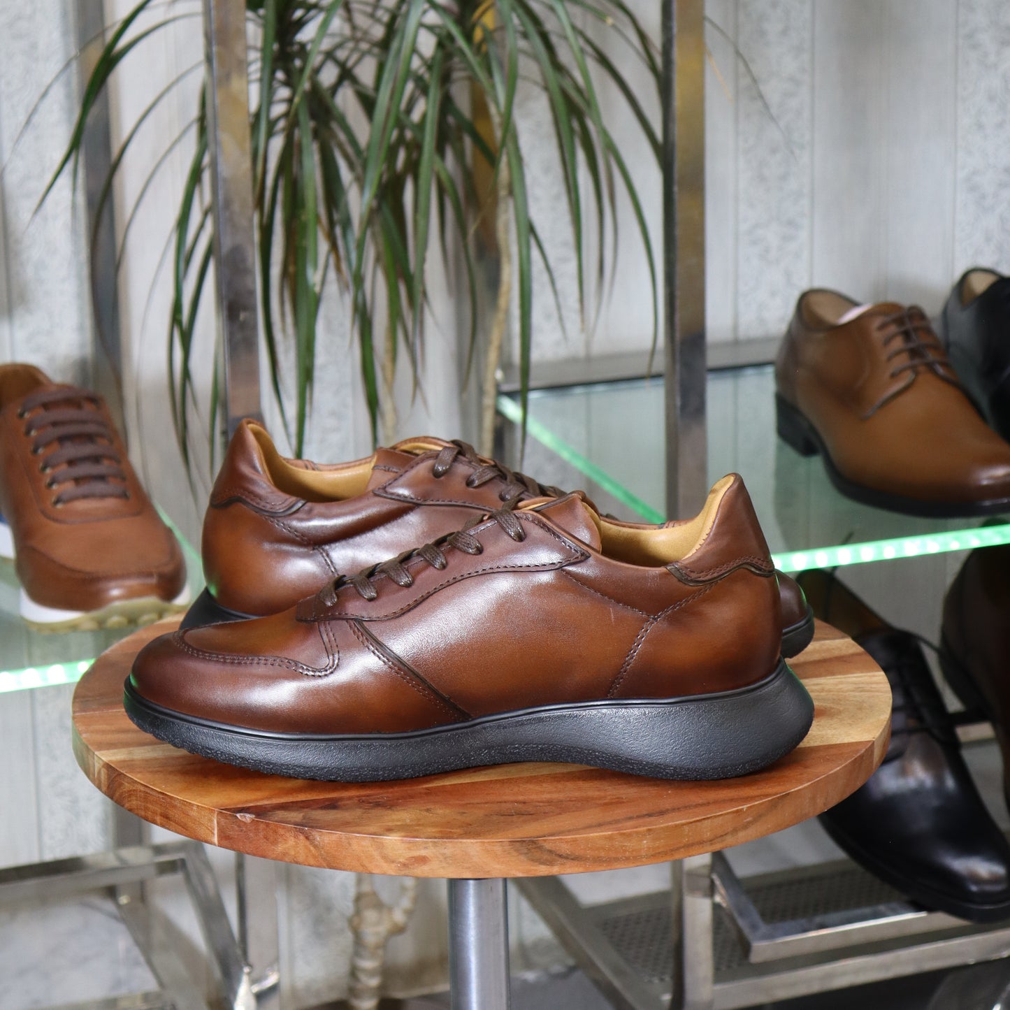 Basket En Cuir Marron Pour Homme- Kokoe