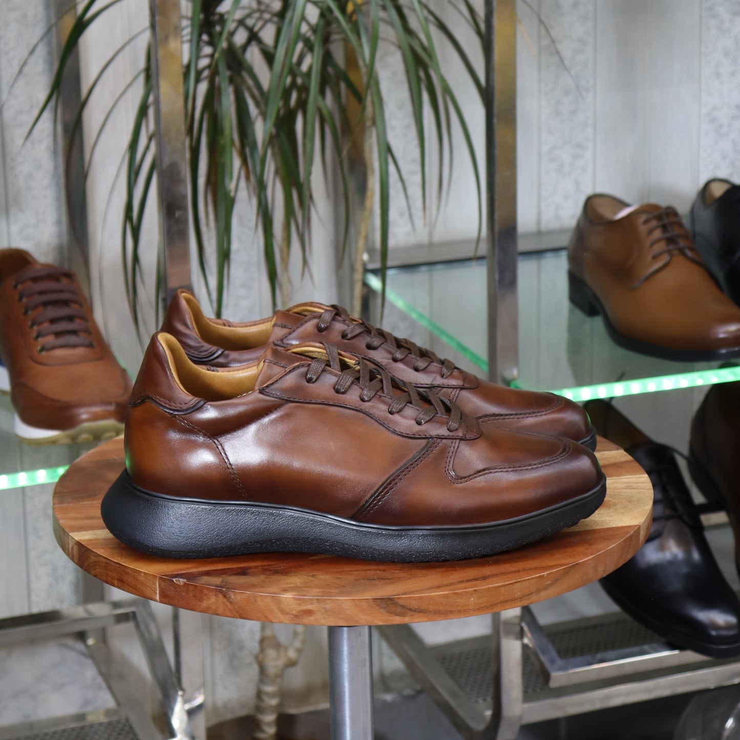 Basket En Cuir Marron Pour Homme- Kokoe