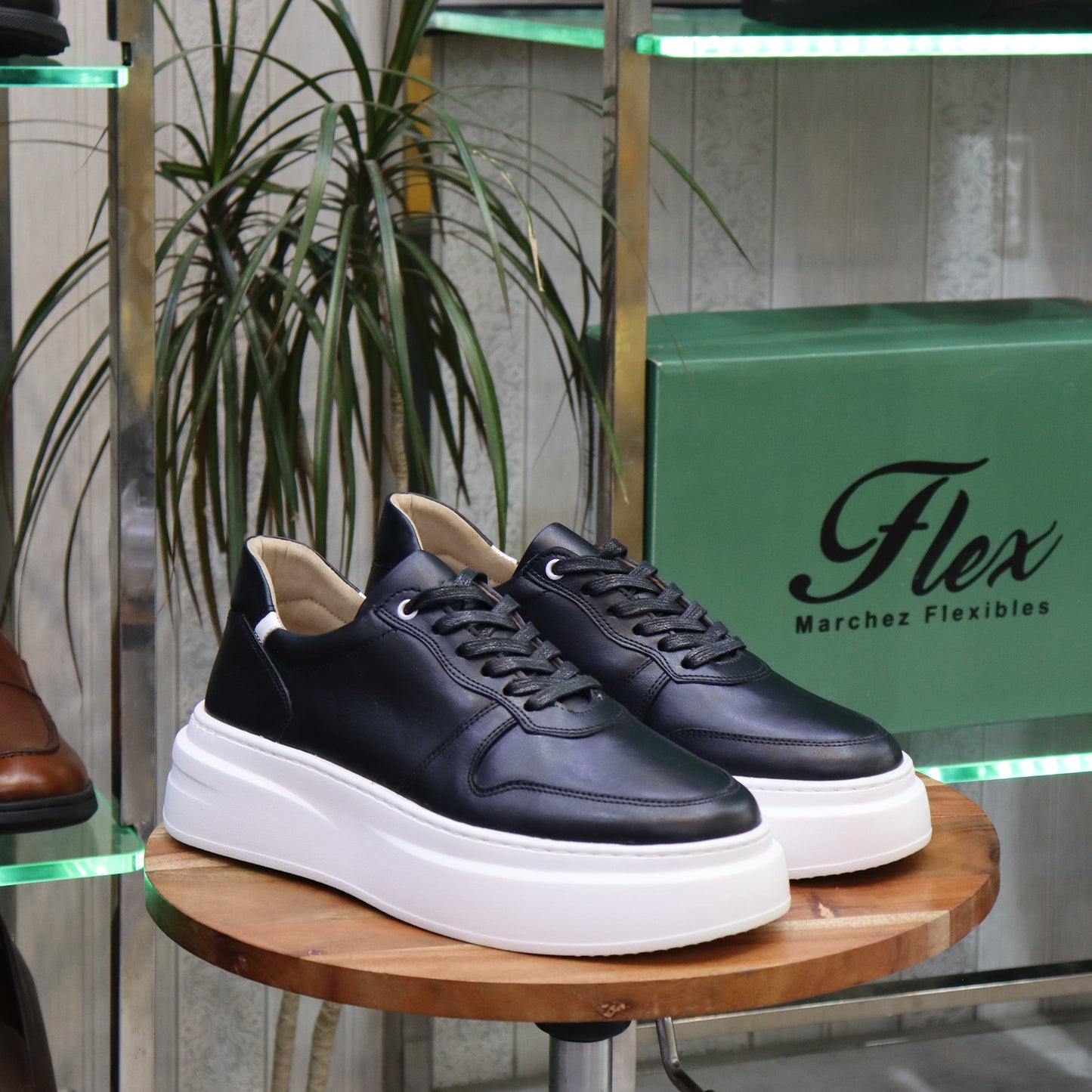 Basket En Cuir Noir- Armand