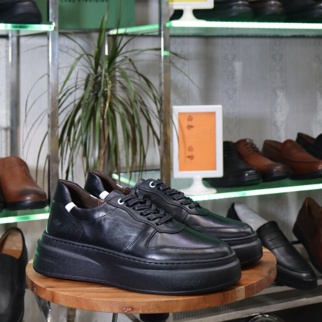 Basket En Cuir Noir - Hirman