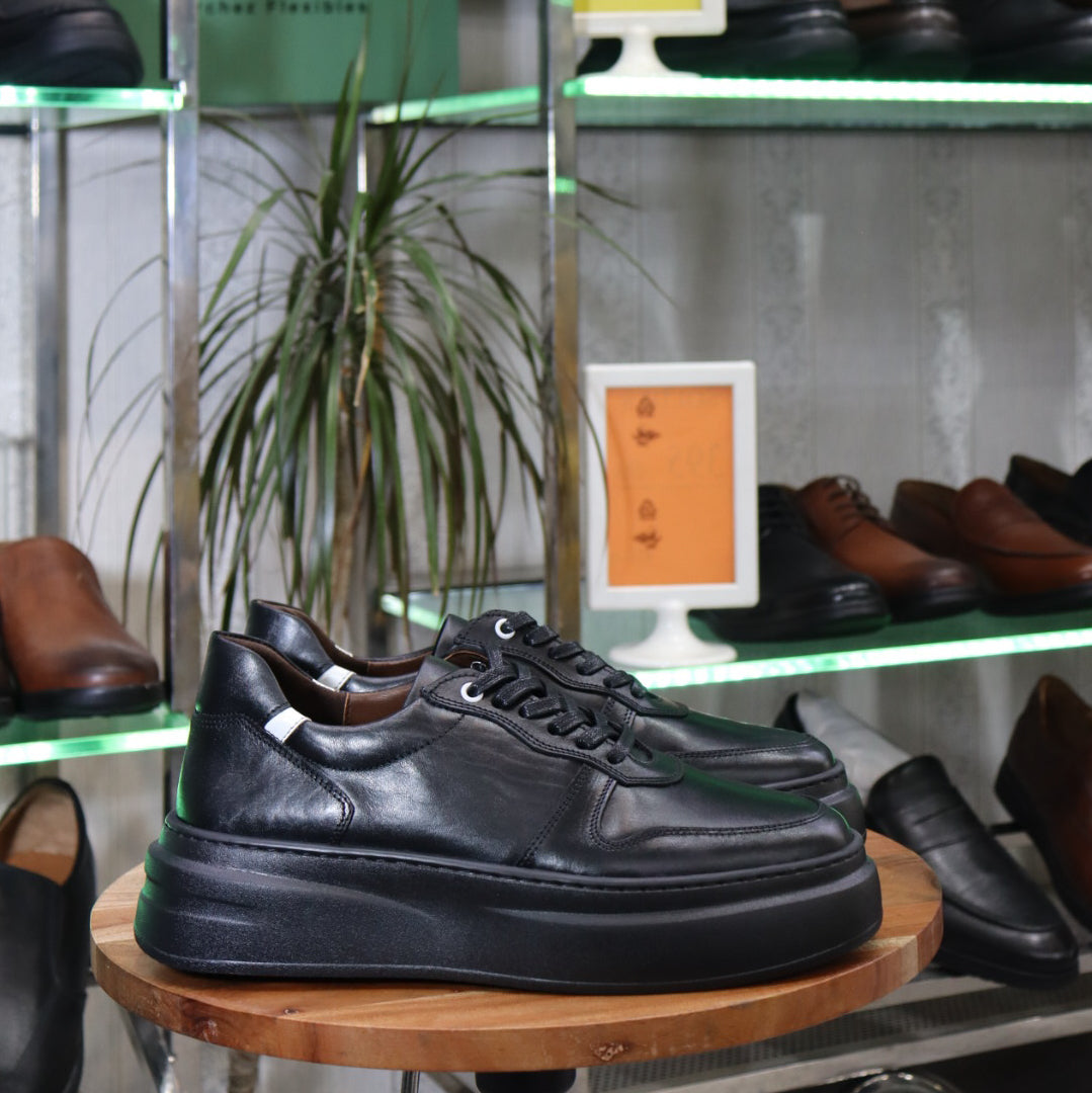 Basket En Cuir Noir - Hirman