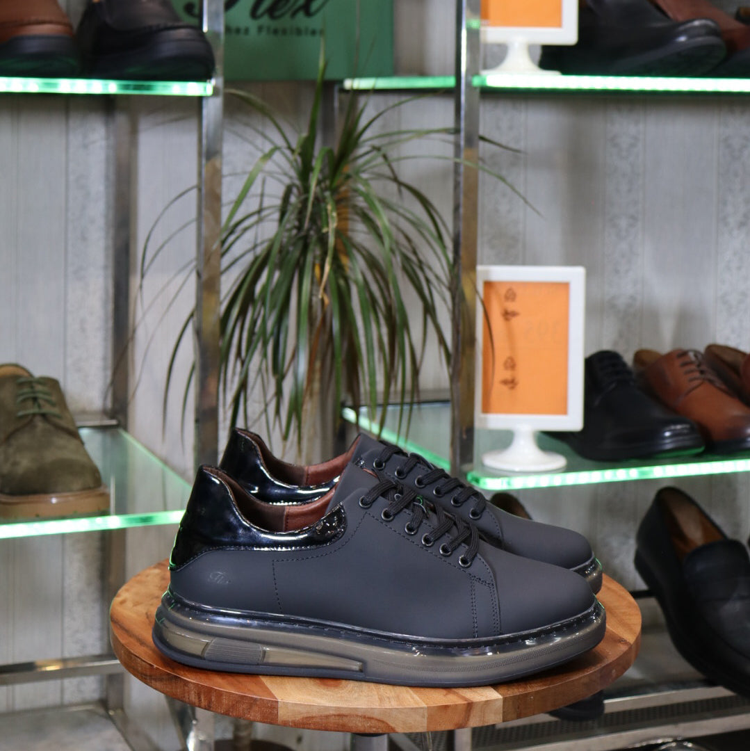vBasket En Cuir Noir - Lellie