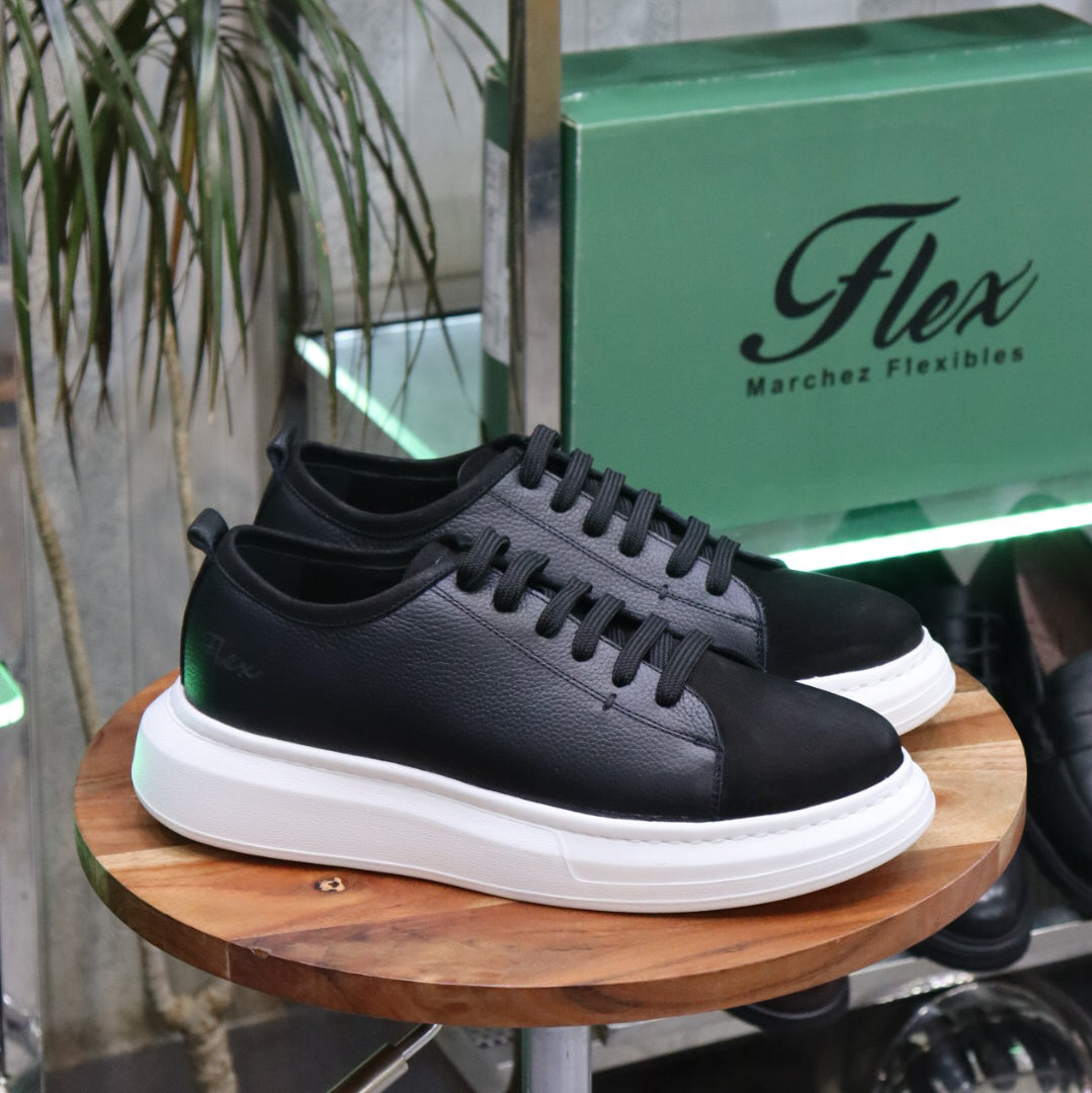 Basket En Cuir Noir - Leta