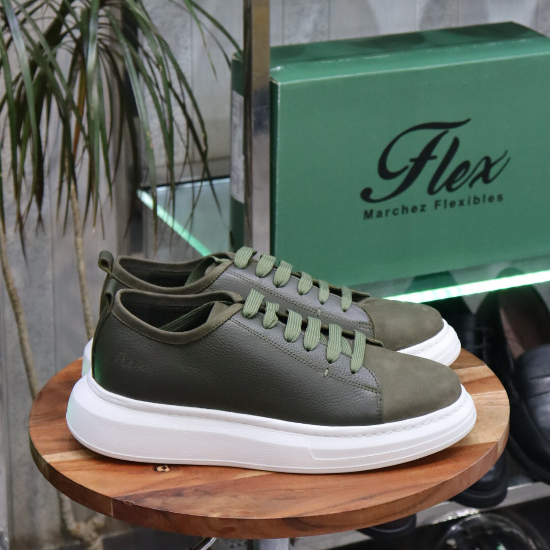 Basket En Cuir vert - Leta