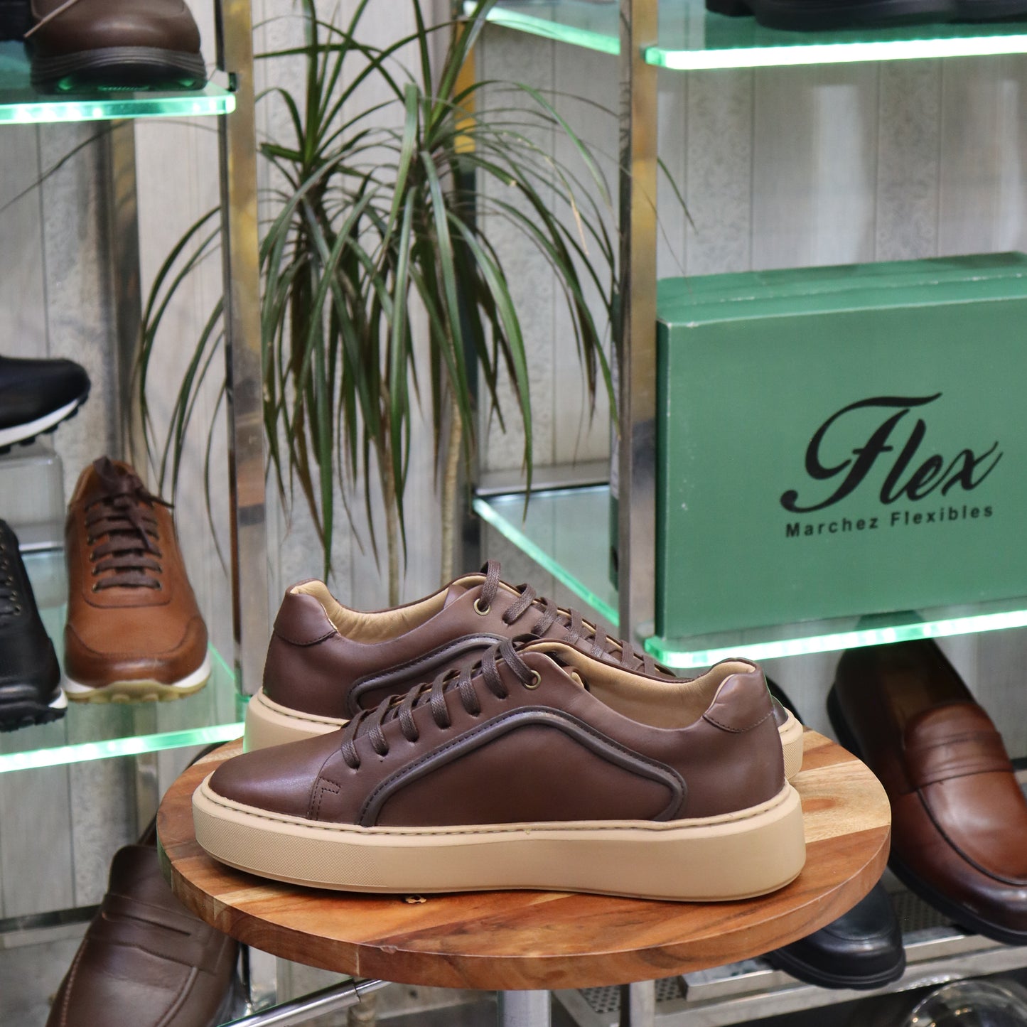 Basket Leta en Cuir Marron