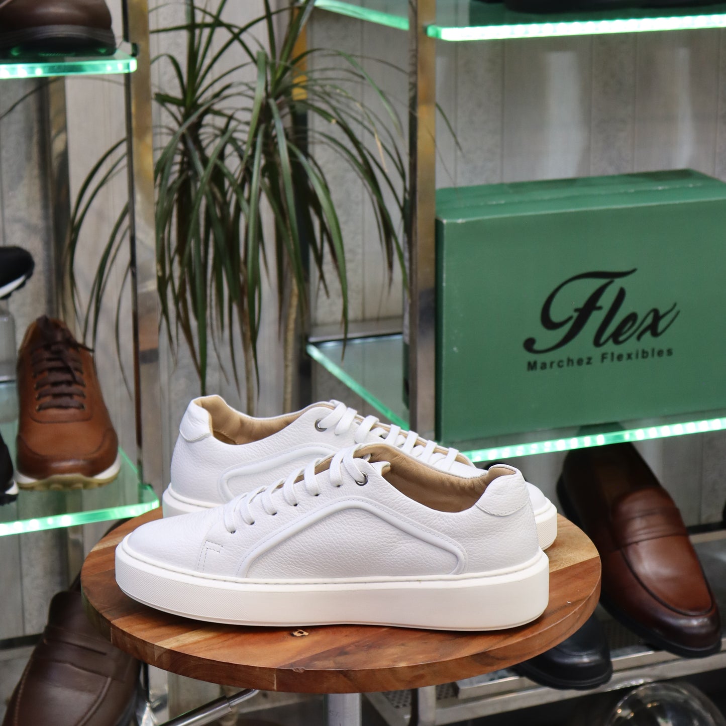 Basket Leta en Cuir Blanc