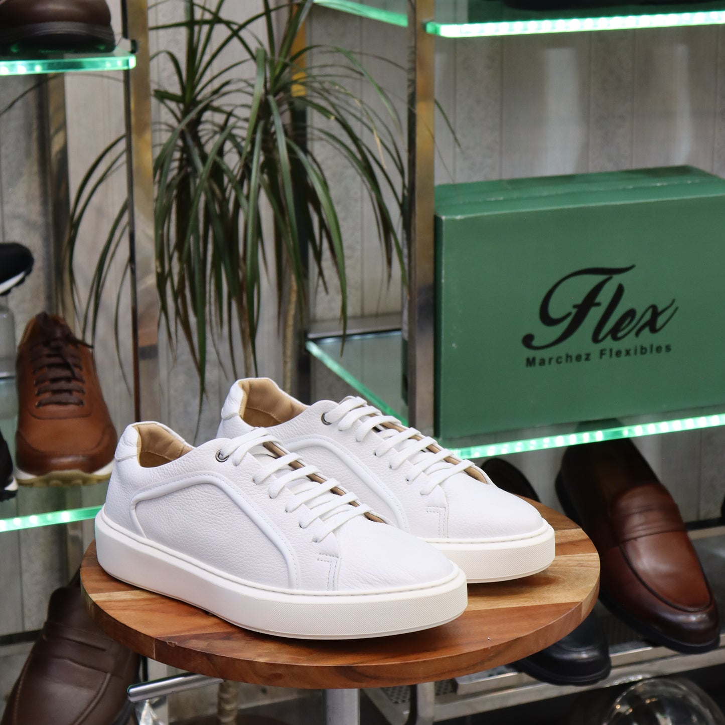 Basket Leta en Cuir Blanc