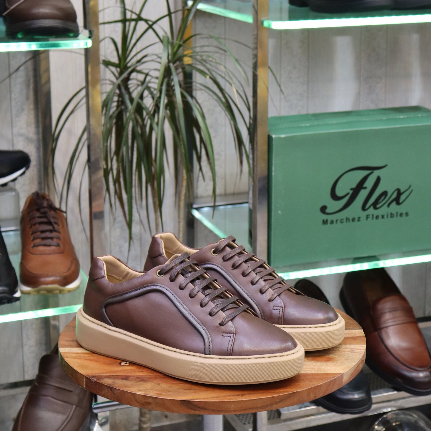 Basket Leta en Cuir Marron