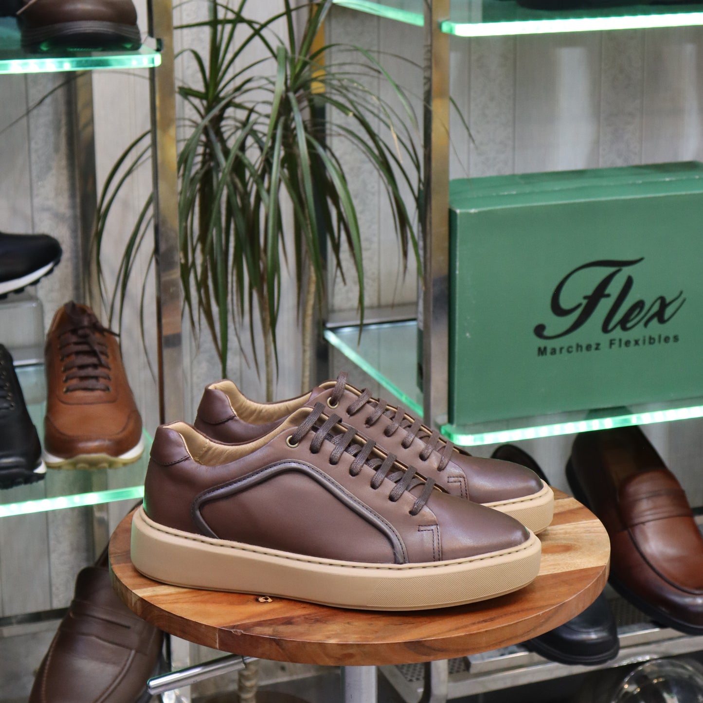 Basket Leta en Cuir Marron