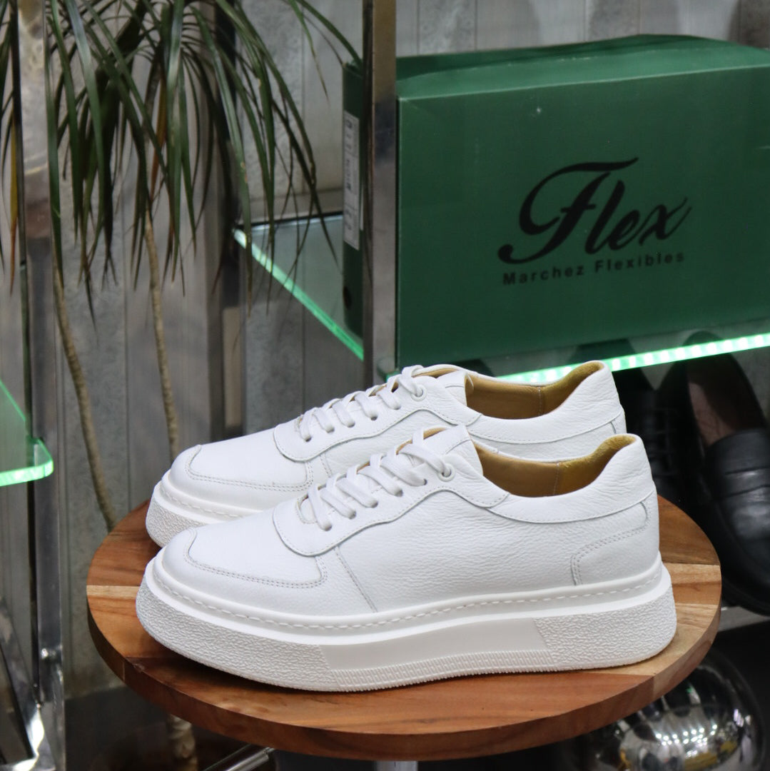 Basket Nebraska en Cuir Blanc