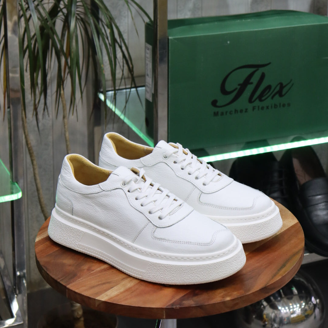 Basket Nebraska en Cuir Blanc
