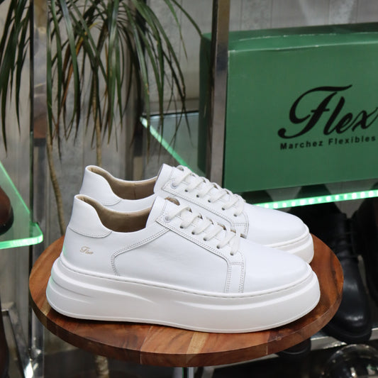 Basket en Cuir Blanc Louisy