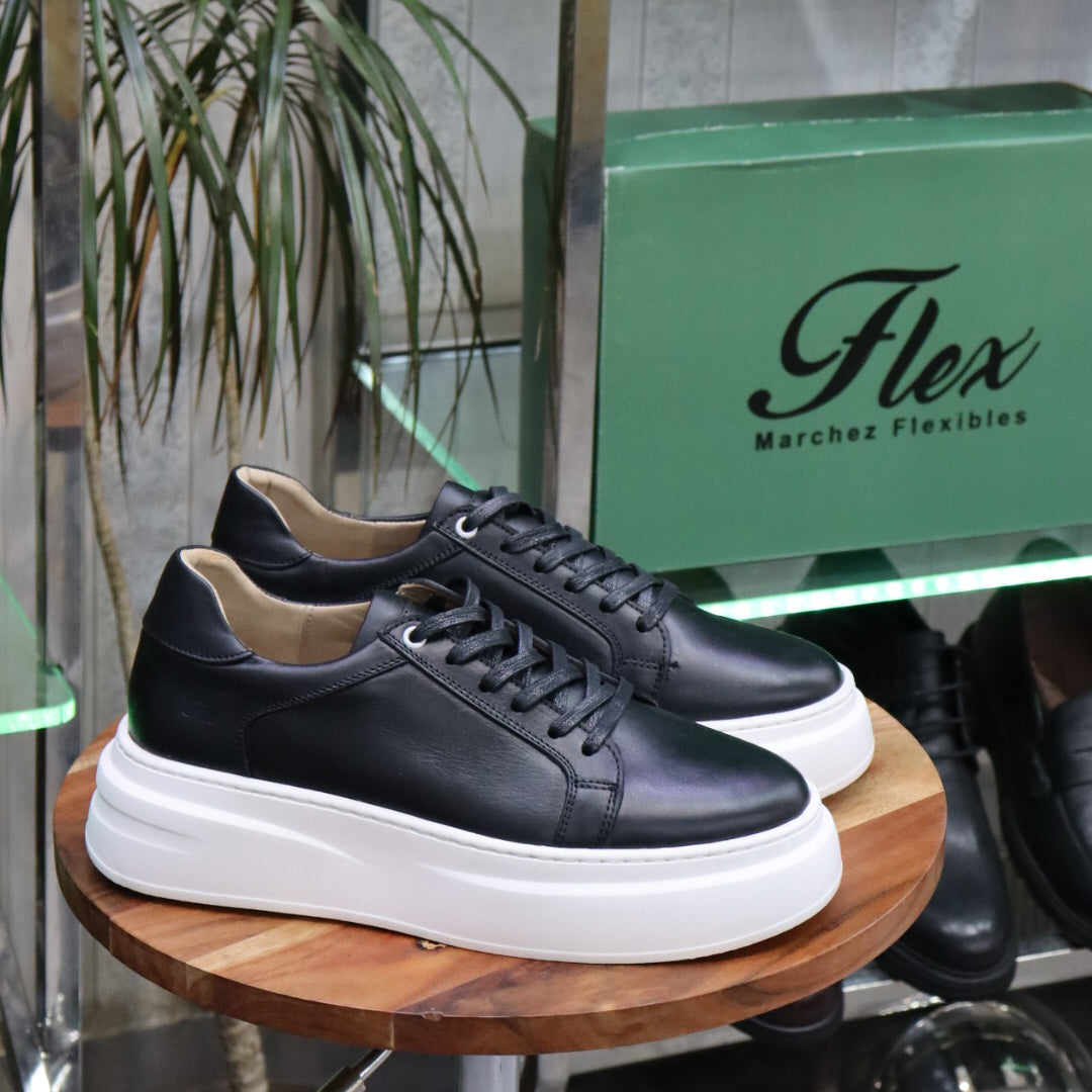 Basketen En Cuir Noir Louisy