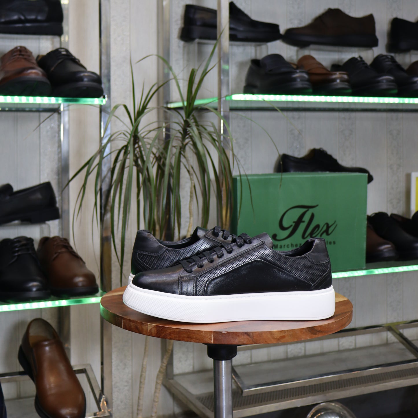 Basket En Cuir Pour Hommes Noir - Zagora