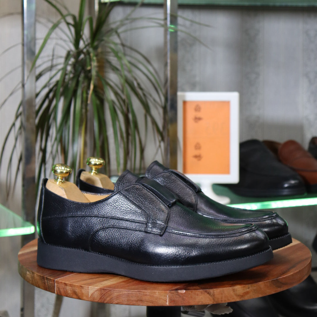 Chaussures en Cuir Noir grainé - Semelle EVA