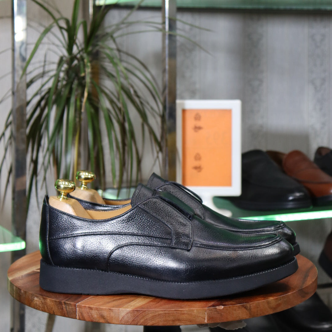 Chaussures en Cuir Noir grainé - Semelle EVA