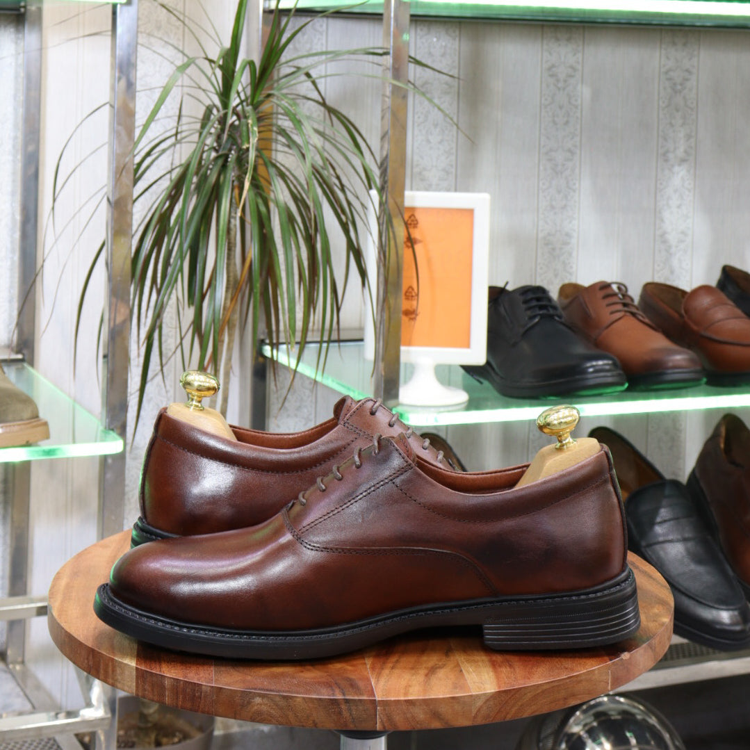 Chaussures Classiques en Cuir Marron Brossé
