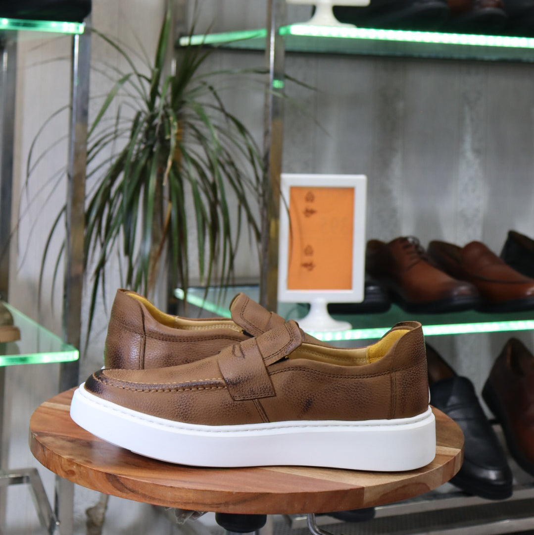 Mocassin En Cuir Marron - Decontractes