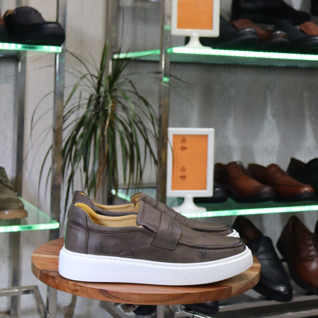 Mocassin En Cuir Marron - Decontractes Semelle EVA