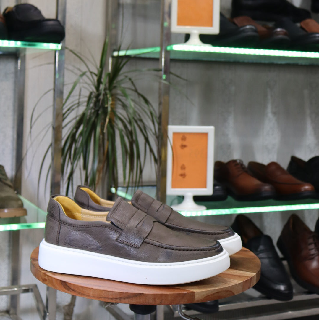 Mocassin En Cuir Marron - Decontractes Semelle EVA