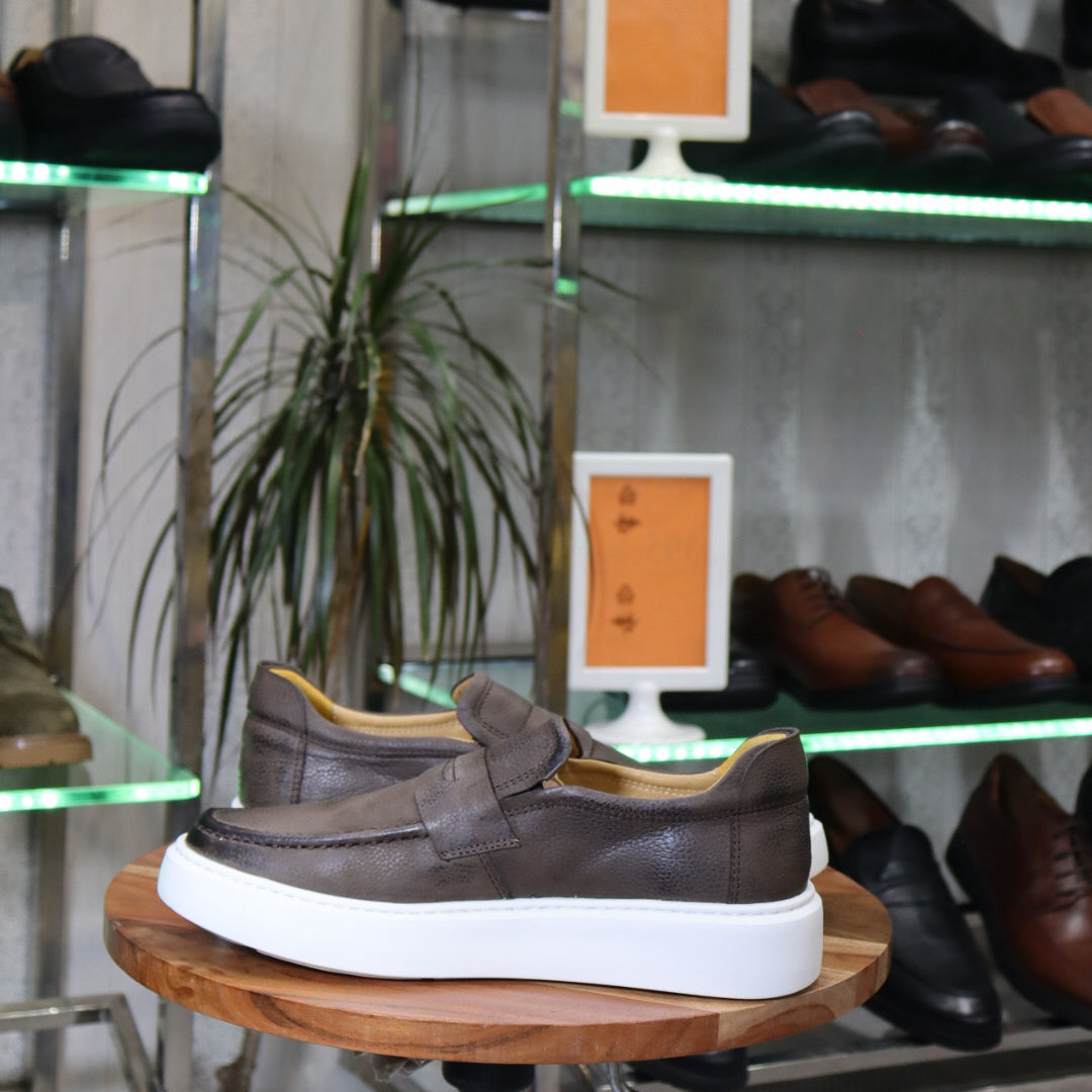 Mocassin En Cuir Marron - Decontractes Semelle EVA