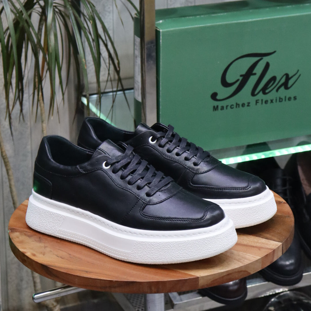 Basket en Cuir Noir - Nebraska