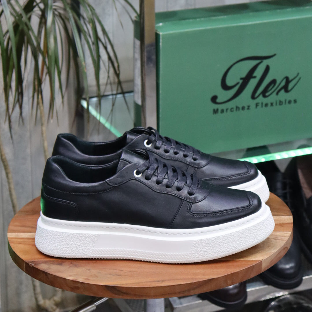 Basket en Cuir Noir - Nebraska