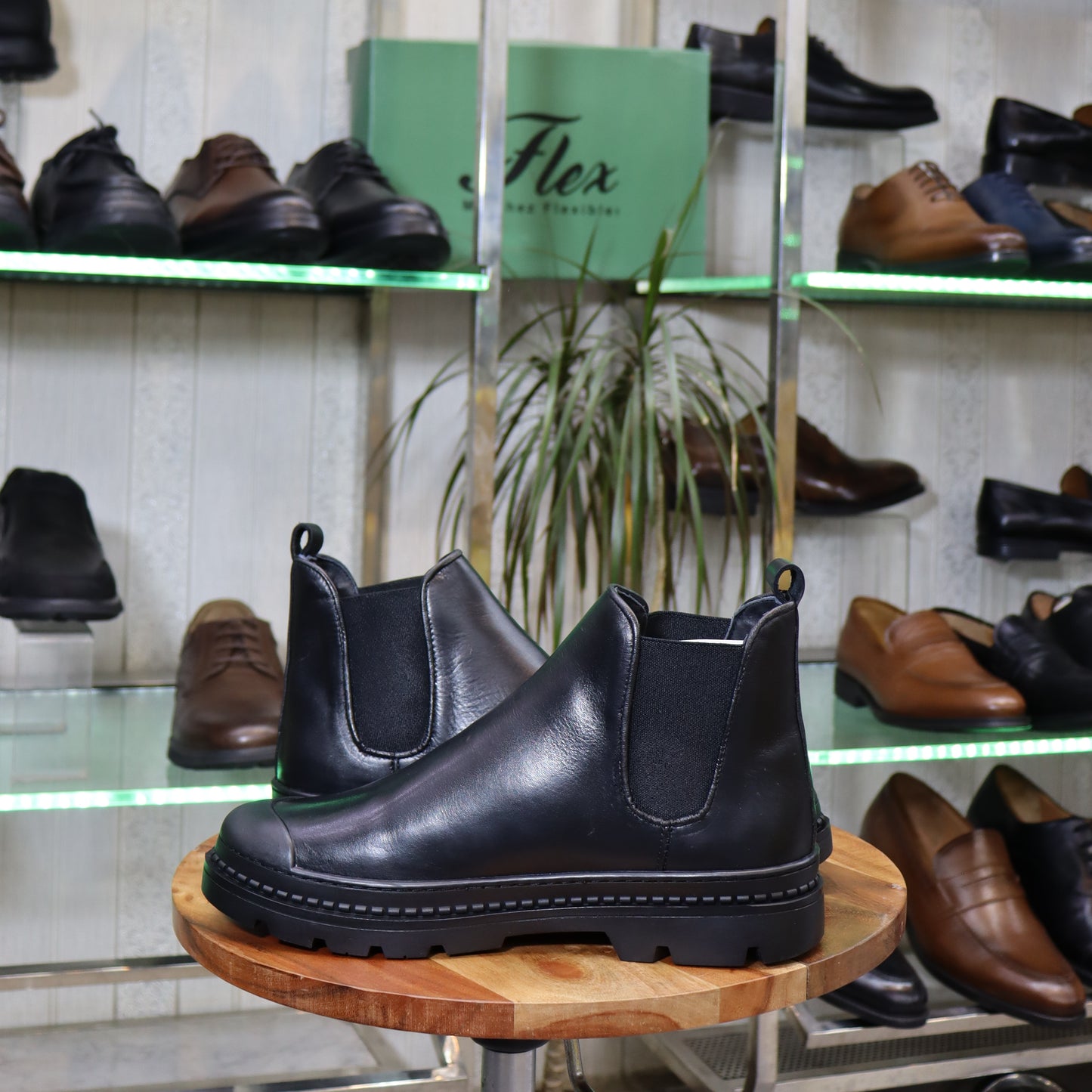 Bottine Chelsea En Cuir Noir - Farab