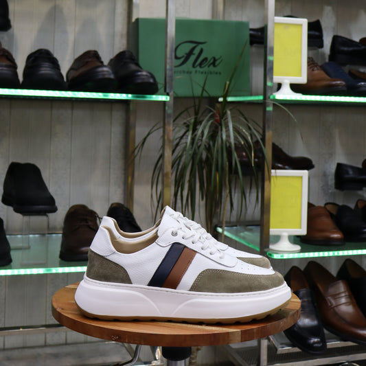 Basket En Cuir Blanc - Azghar