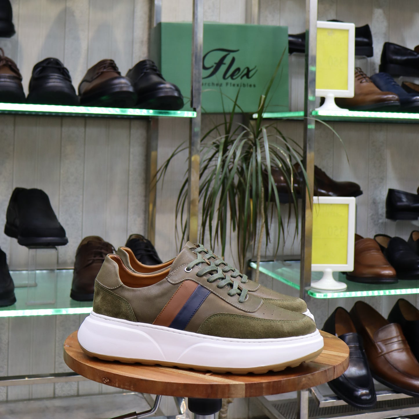 Basket En Cuir Vert - Azghar