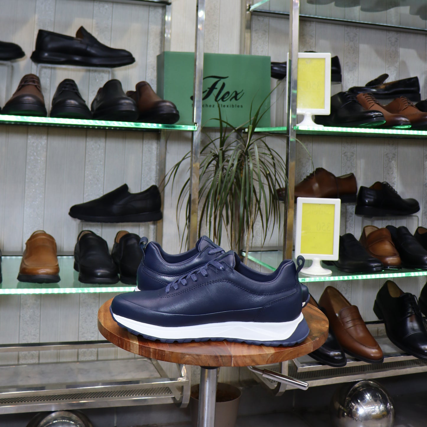 Basket En Cuir Bleu - Zegga