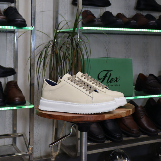 Basket En Cuir Beige - Essaouira