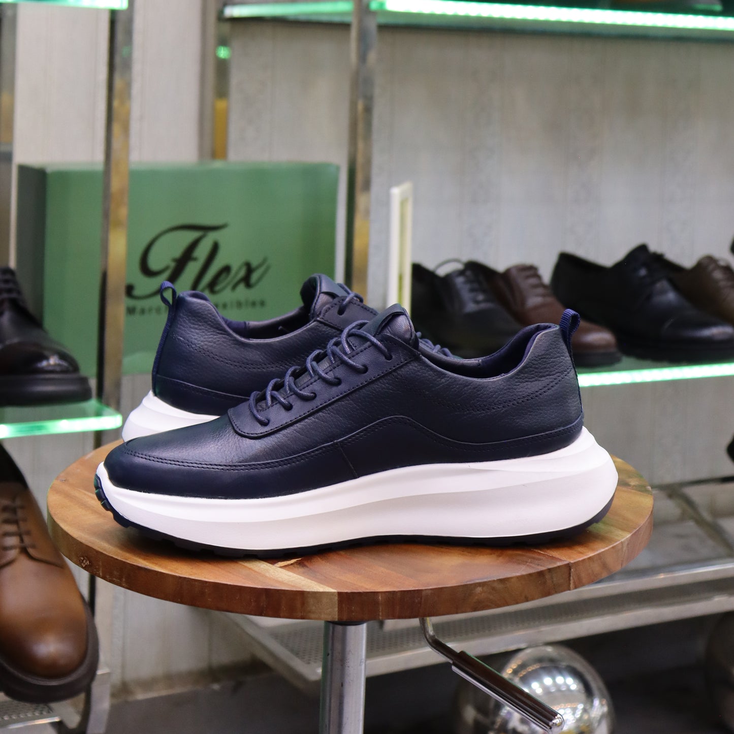 Basket En Cuir Blue Marine - Ouazzane