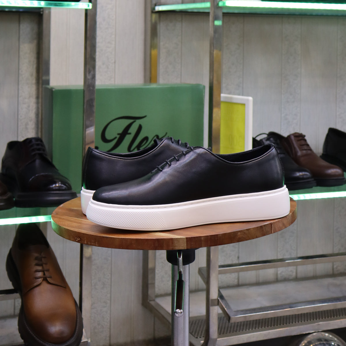 Basket En Cuir Oxford Cuir Noir B - Fask