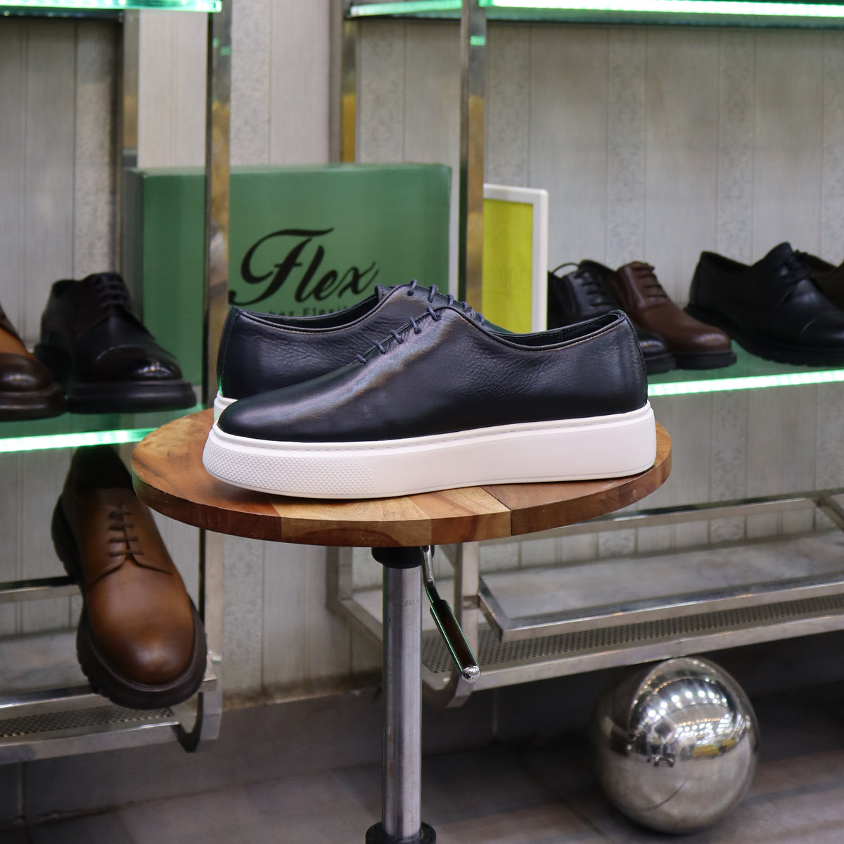 Basket En Cuir Oxford Cuir Bleu - Fask