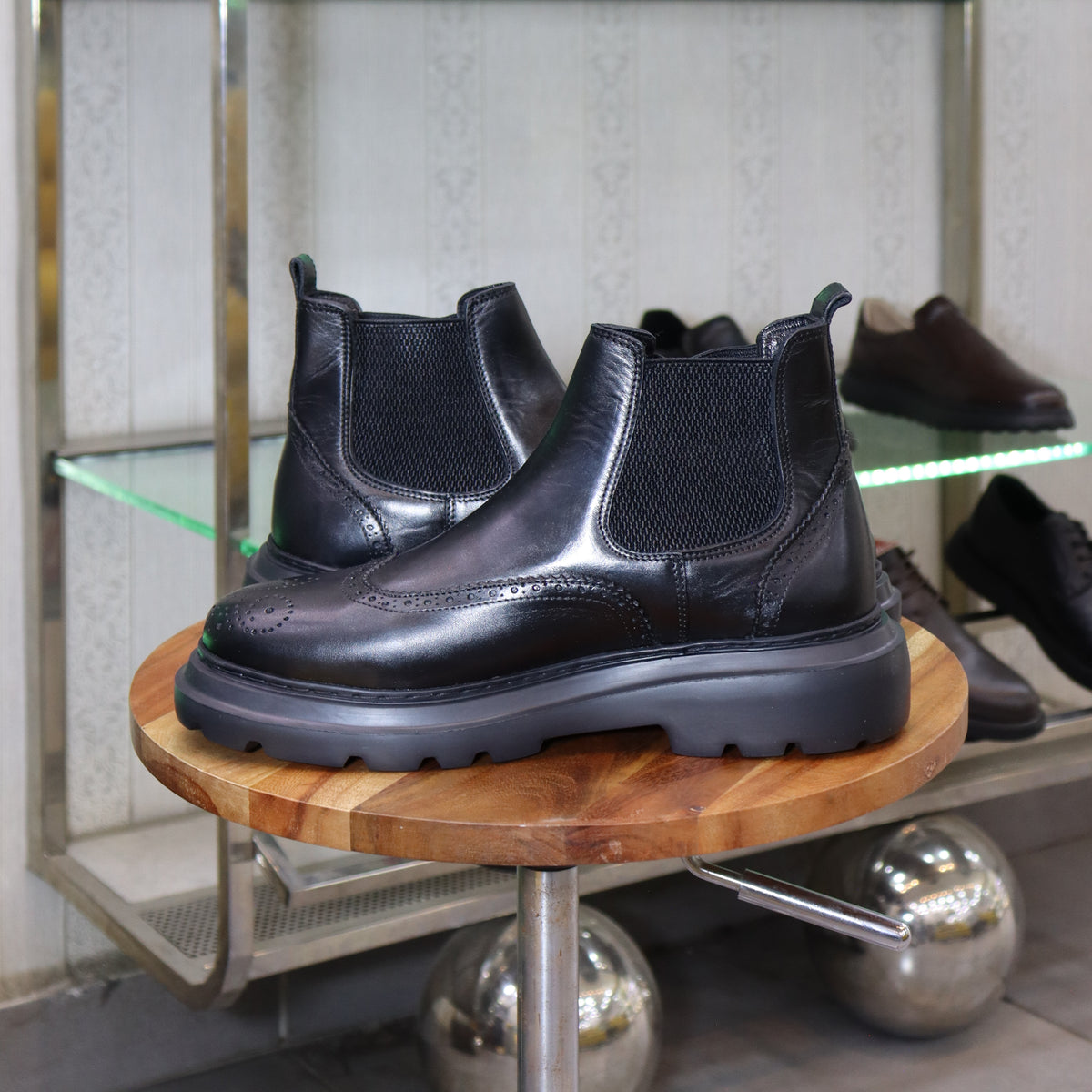 Bottine en Cuir Noir Hommes – Demnate