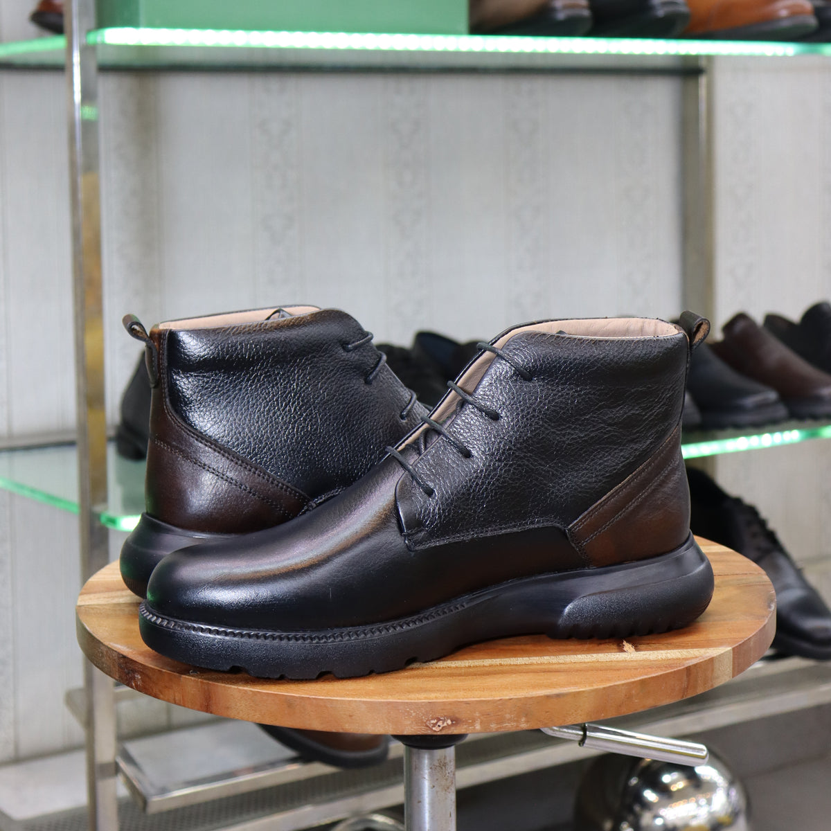 Bottine en Cuir Noir Hommes – Sart