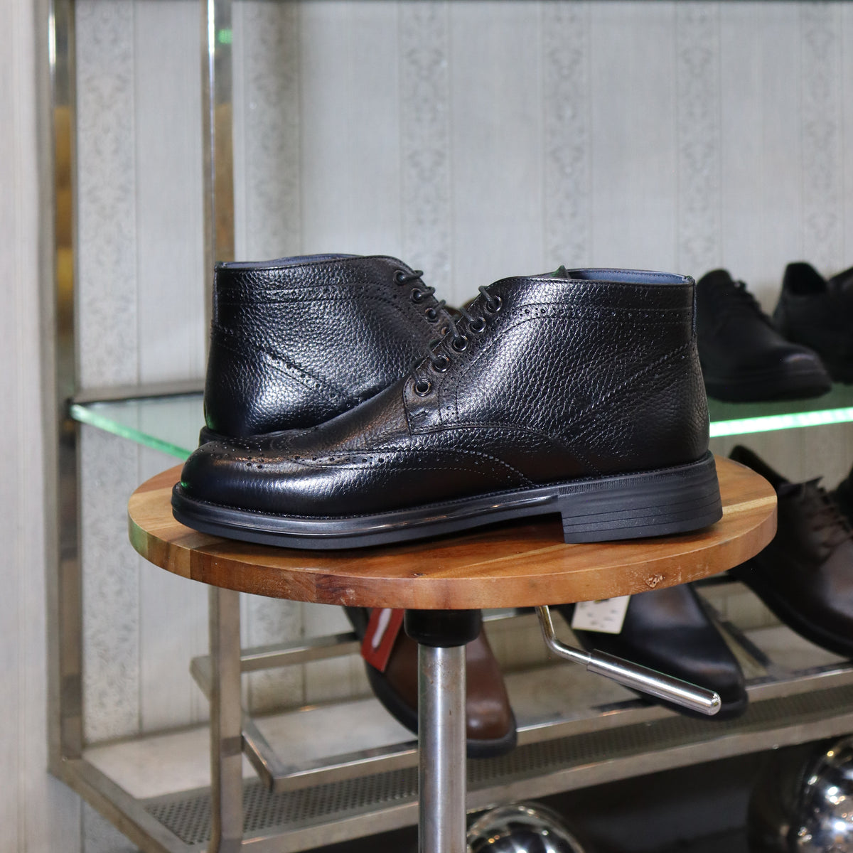 Bottine en Cuir Noir Hommes – Aknoul