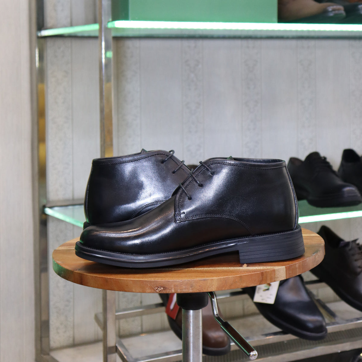 Bottine en Cuir Noir Hommes – Skoura