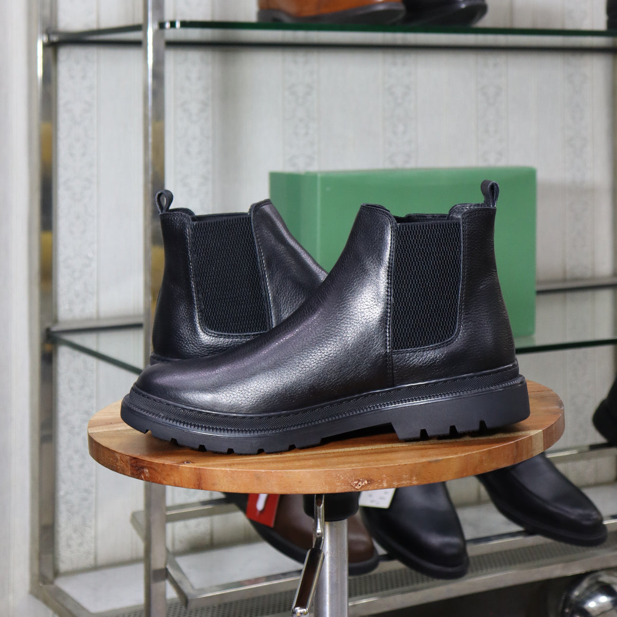 Bottine Chelsea En Cuir Noir Hommes – Okaïmeden