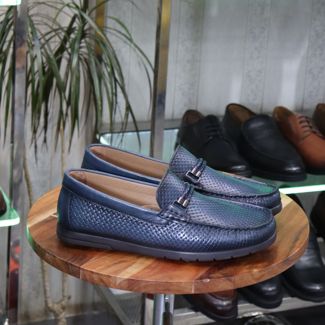 Mocassin Bleu En Cuir Louison