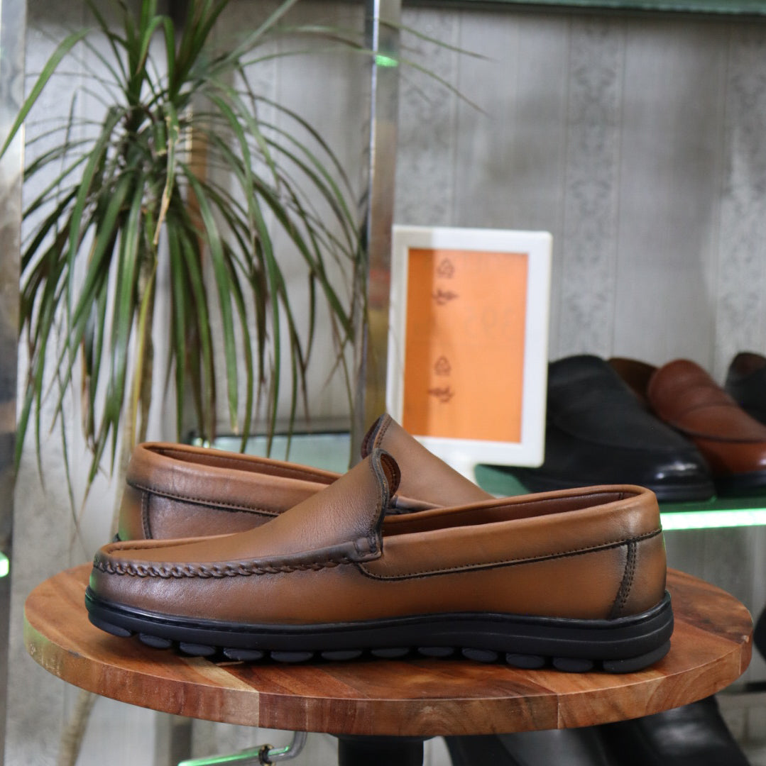 Mocassin En cuir marron pour homme - Élégance et confort