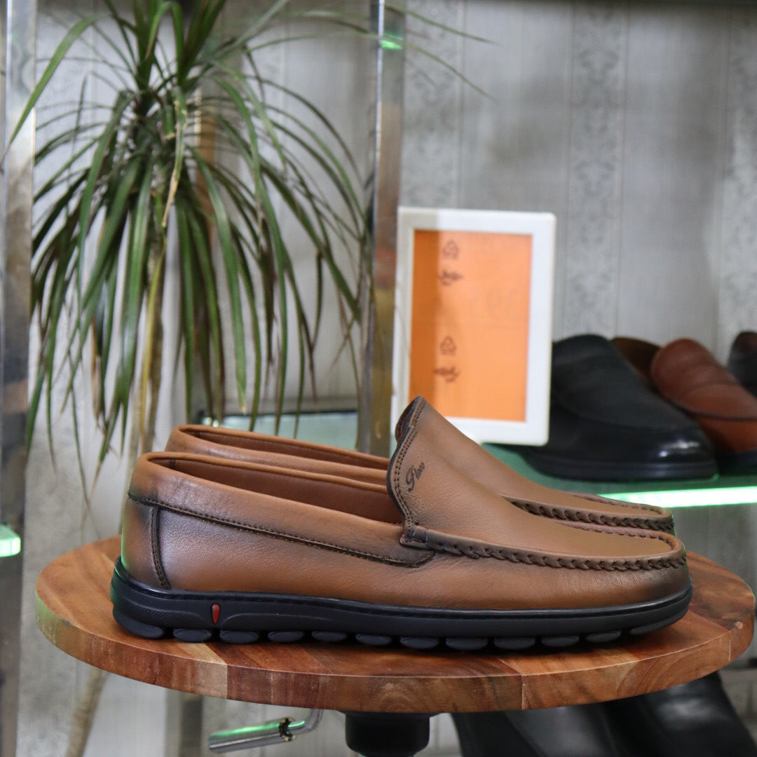 Mocassin En cuir marron pour homme - Élégance et confort